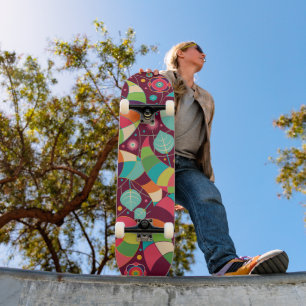 Färgfull Abstrakt Löv Mini Skateboard Bräda 18,5 Cm