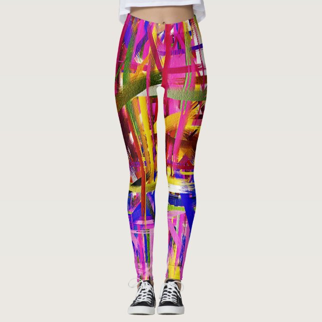 Färgfull Abstrakt Målning nr 15 Leggings (Framsida)