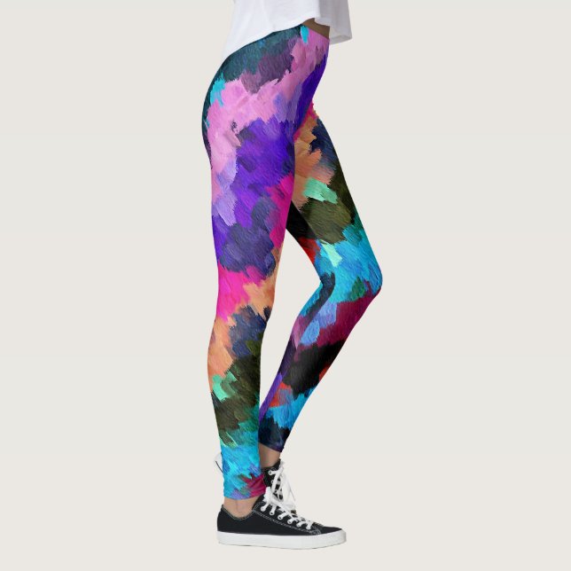 Färgfull Abstrakt Målning nr 17 Leggings (Höger)