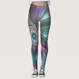 Färgfull Abstrakt med lägre effekt Modern Fractal Leggings