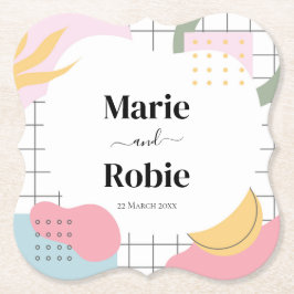 Färgfull Abstrakt Memphis Bröllop Underlägg Papper