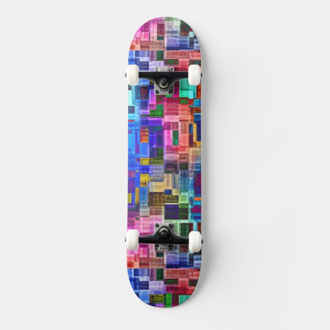 Färgfull Abstrakt Mini Skateboard Bräda 18,5 Cm (Framsida)