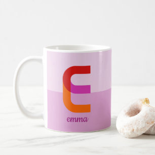 Färgfull Abstrakt Modern Brev E med namn Kaffemugg