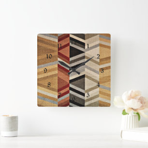 Färgfull Abstrakt Mönster Fyrkantig Klocka