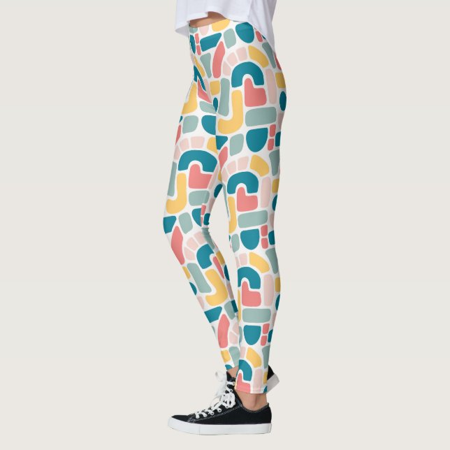 Färgfull Abstrakt Mönster Leggings (Vänster)
