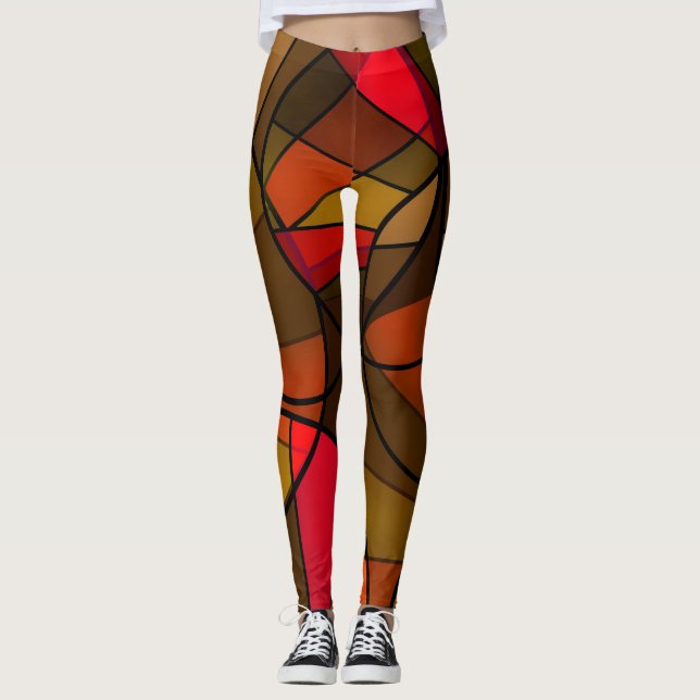 Färgfull abstrakt mönster leggings (Framsida)