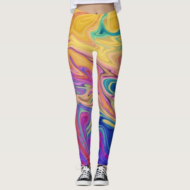 Färgfull abstrakt mönster leggings (Framsida)