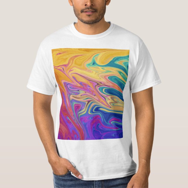 Färgfull abstrakt mönster t shirt (Framsida)