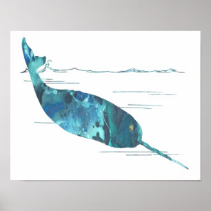 Färgfull abstrakt narwhal silhouette poster
