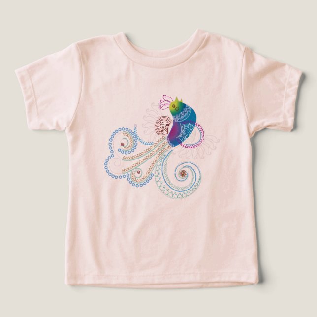 Färgfull Abstrakt Ornate Bird Tee (Design Framsida)