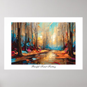Färgfull Abstrakt Peacefull Forest Bäck Fantasy Poster