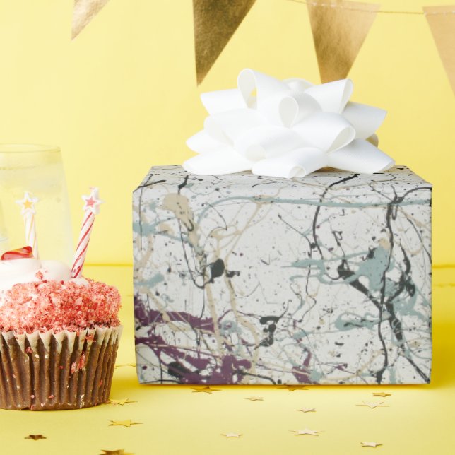 Färgfull Abstrakt Platter målar Papper radbrytning Presentpapper (Födelsedagsfest)