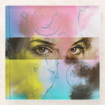 Färgfull Abstrakt, poppgrafik, Bra Glass Underlägg