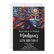 Färgfull Abstrakt Psychedelic Ansikte Spirit Smili