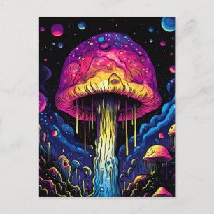 Färgfull Abstrakt Psychedelic Mushroom Vykort