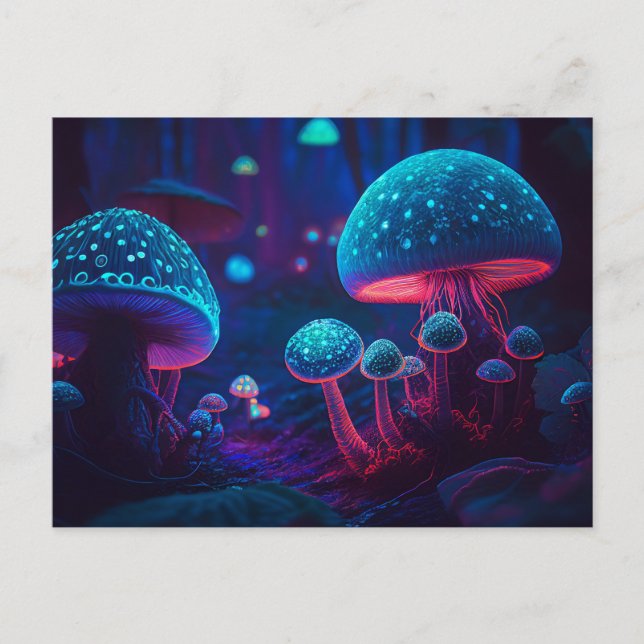Färgfull Abstrakt Psychedelic Mushroom Vykort (Framsida)