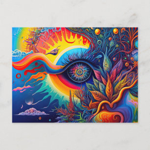 Färgfull Abstrakt Psychedelic Seeing Öga Spirit Vykort