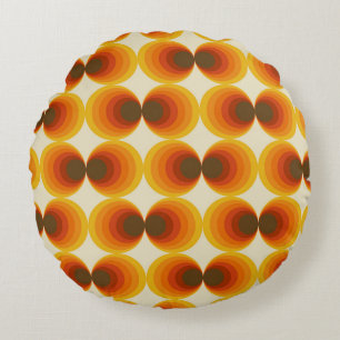 Färgfull Abstrakt Retro Geometric Mönster Rund Kudde