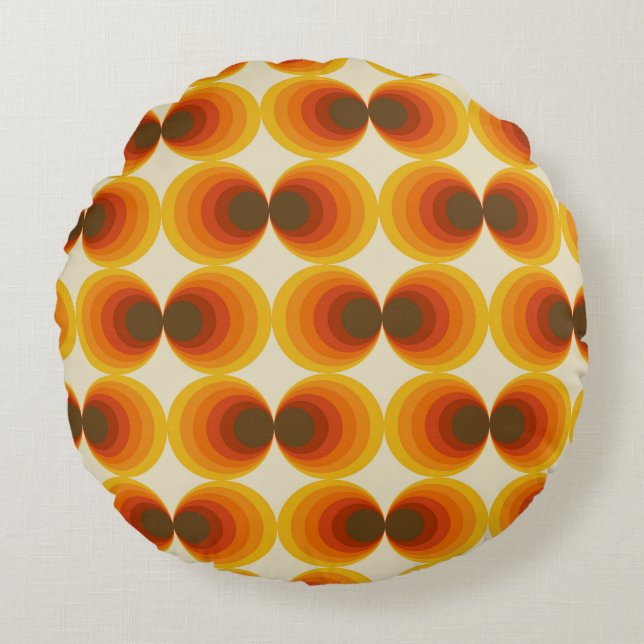 Färgfull Abstrakt Retro Geometric Mönster Rund Kudde (Framsidan)