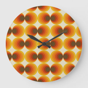 Färgfull Abstrakt Retro Geometric Mönster Stor Klocka