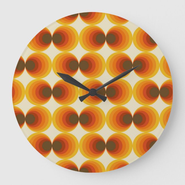 Färgfull Abstrakt Retro Geometric Mönster Stor Klocka (Framsida)