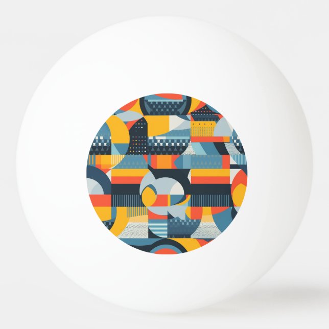 Färgfull Abstrakt Retro-Stil Pingisboll (Framsidan)