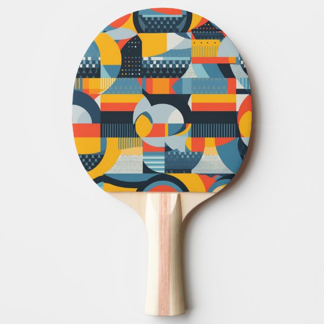 Färgfull Abstrakt Retro-Stil Pingisracket (Framsidan)