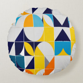 Färgfull Abstrakt Rund Kudde