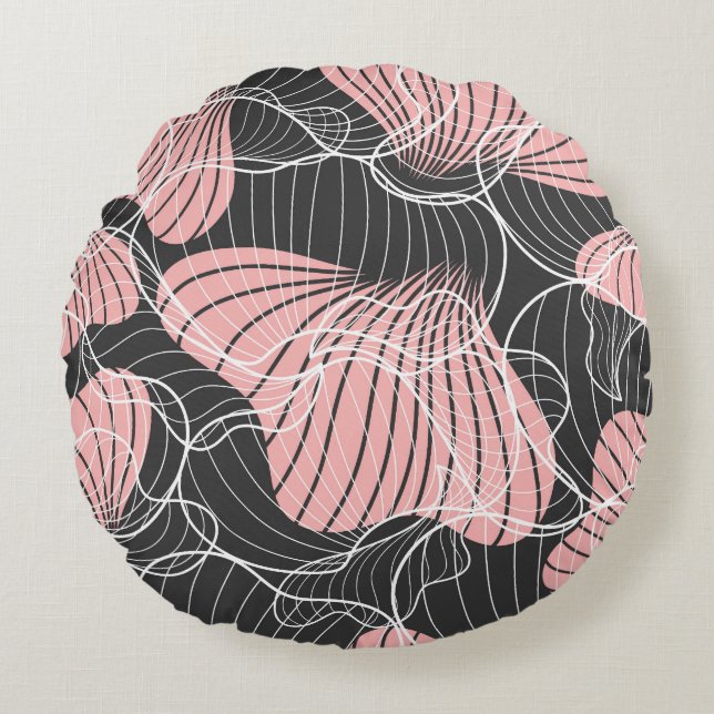 Färgfull abstrakt, sömlös konstnärlig mönster. rund kudde (Framsidan)