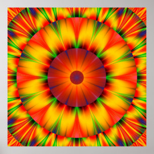 Färgfull Abstrakt Starburst Artwork Wall Poster