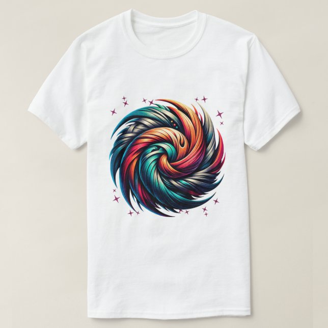 Färgfull Abstrakt Swirl Art T Shirt (Design framsida)