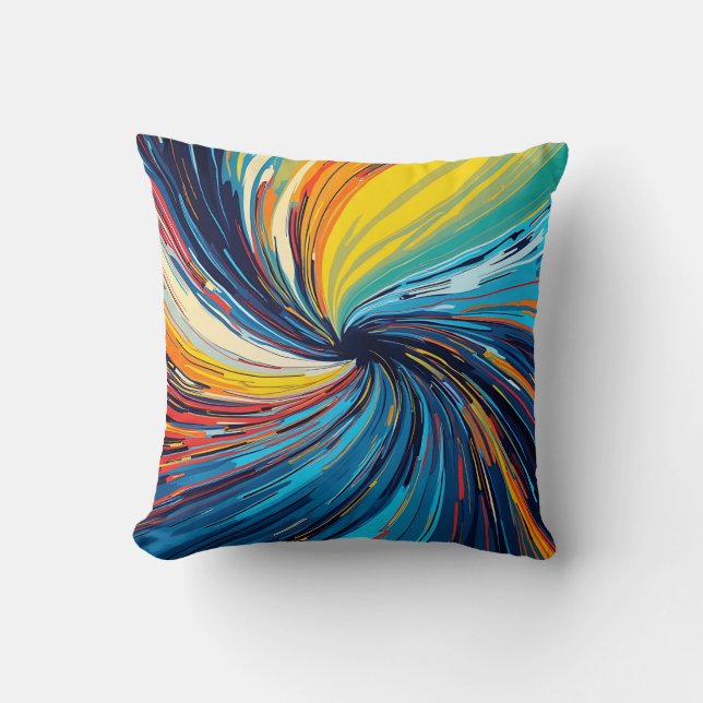 Färgfull Abstrakt Swirl Kudde (Framsida)
