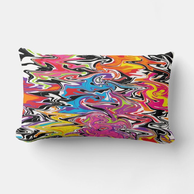 Färgfull Abstrakt Swirl Lumbarkudde (Framsida)
