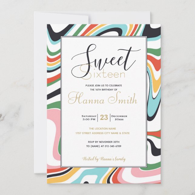 Färgfull Abstrakt Swirl Retro Mönster (Framsida)