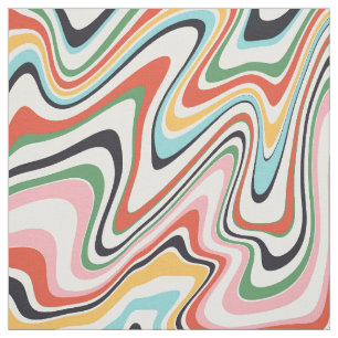Färgfull Abstrakt Swirl Retro Mönster Tyg