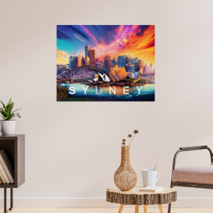 Färgfull Abstrakt Sydney Australia Skyline Poster