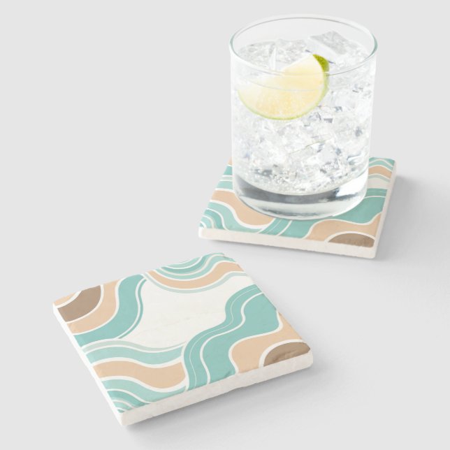 Färgfull abstrakt vågigt blå orange brun stenunderlägg (Sidan)