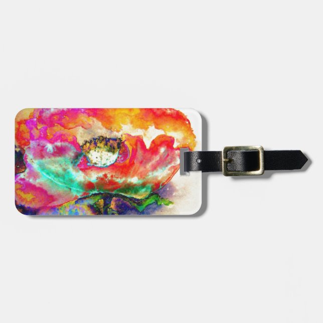 Färgfull Abstrakt Vallmo, vattenfärg Bagagebricka (Horisontell Framsida)