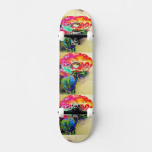 Färgfull Abstrakt Vallmo, vattenfärg Skateboard Bräda 20 Cm