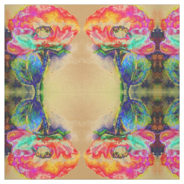 Färgfull Abstrakt Vallmo, vattenfärg Tyg (Provkarta)