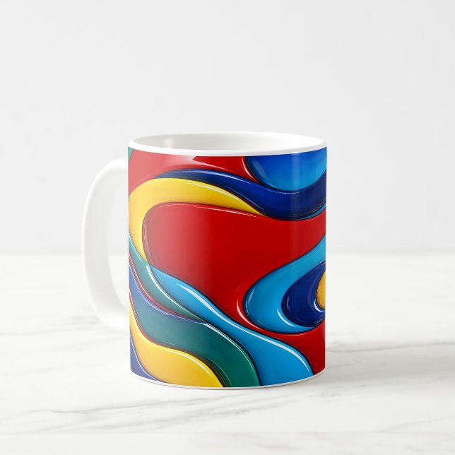 Färgfull Abstrakt Vinkar Kaffemugg (Framsida vänster)
