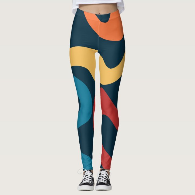 Färgfull abstrakt vinkarare leggings (Framsida)
