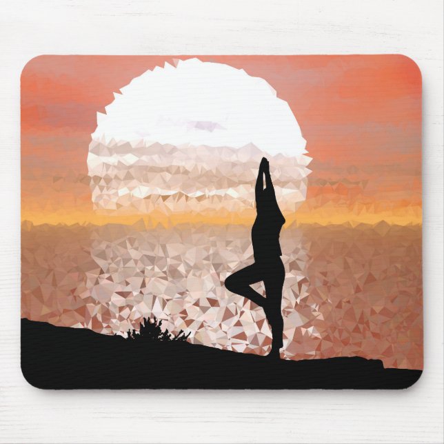 Färgfull Abstrakt Yoga Pose med Bright Sol Musmatta (Framsidan)