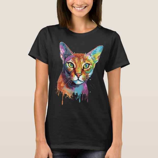 Färgfull Abyssinian-katt T Shirt (Framsida)