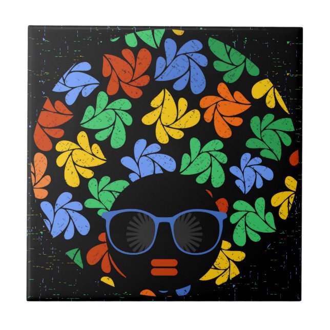 Färgfull Afro Kärlek Kakelplatta (Framsidan)