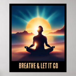 Färgfull Ai Motivational Yoga Meditation Breathe Poster