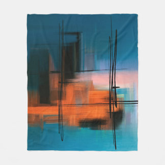 Färgfull akrylmålning av abstrakt. Surreala landsk Fleecefilt