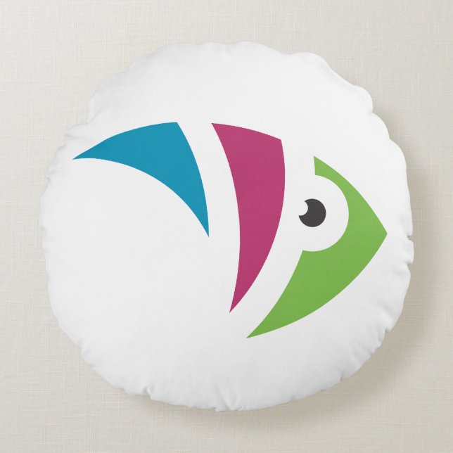 Färgfull akvariefisk illustration rund kudde (Framsidan)