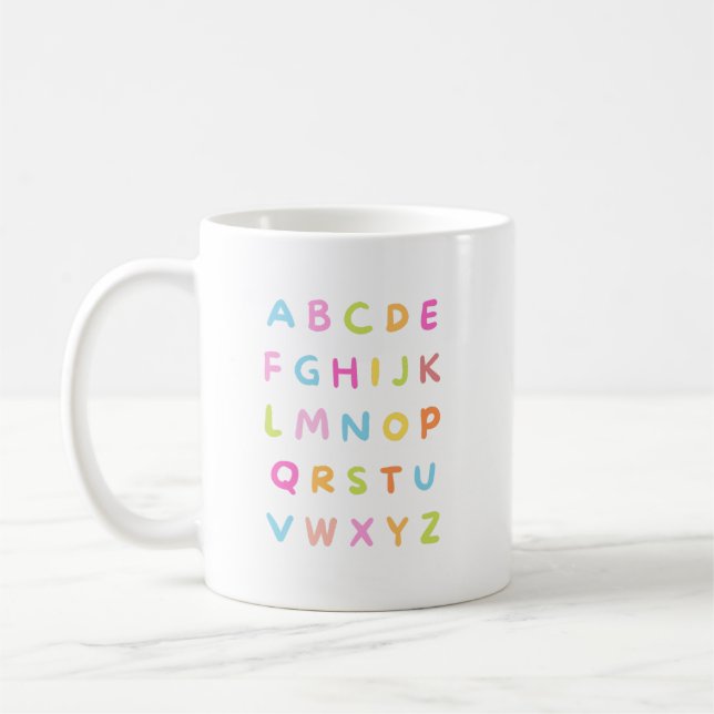 Färgfull alfabettypografi kaffemugg (Vänster)