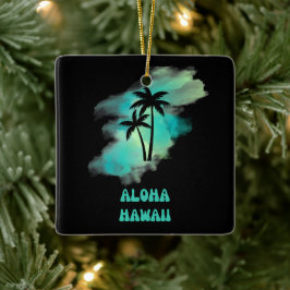 Färgfull Aloha Hawaiian Handflatan Träd Julgransprydnad Keramik